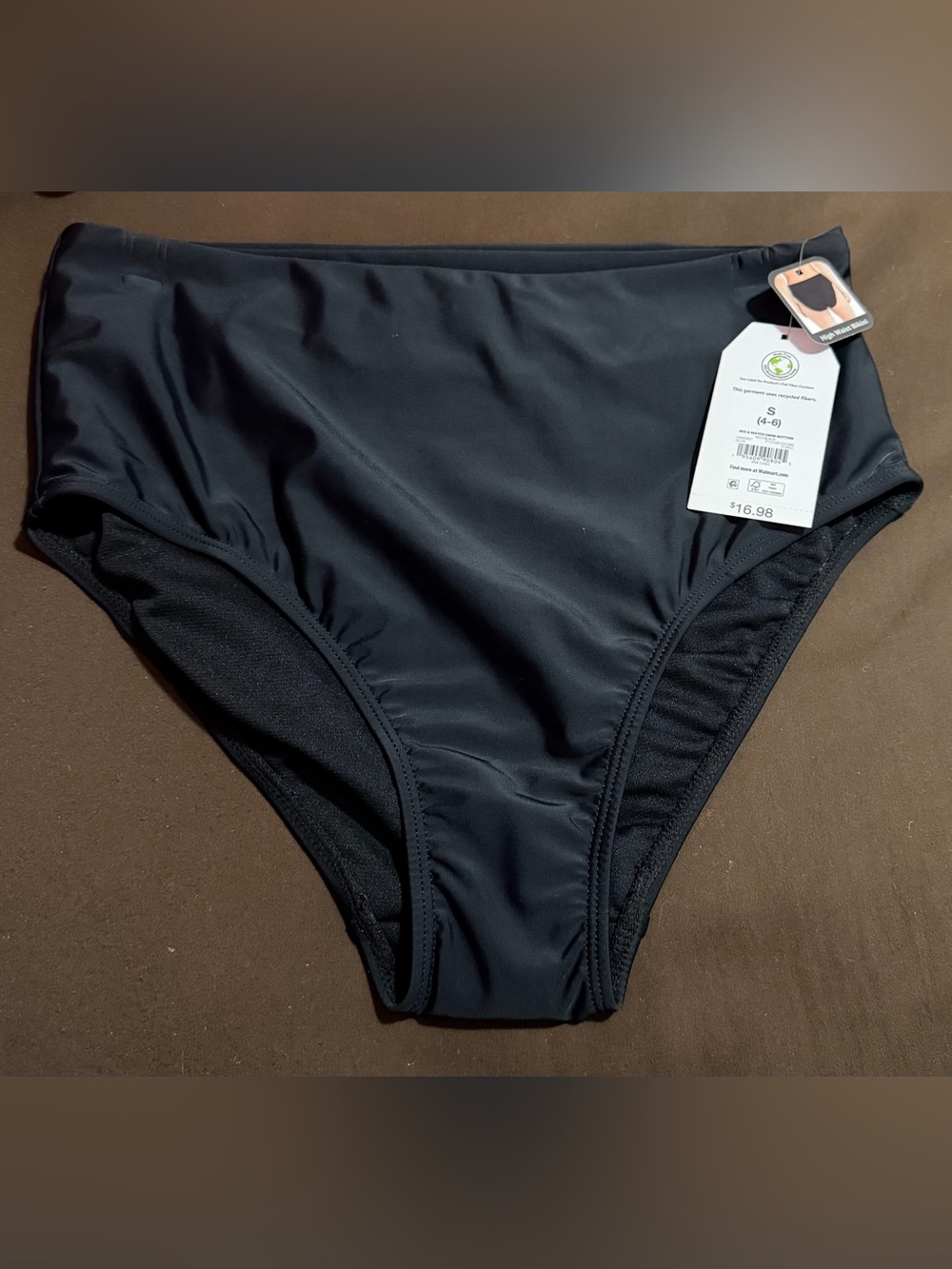 NWT. Time and Tru Black High-Waist Bikini Bottoms